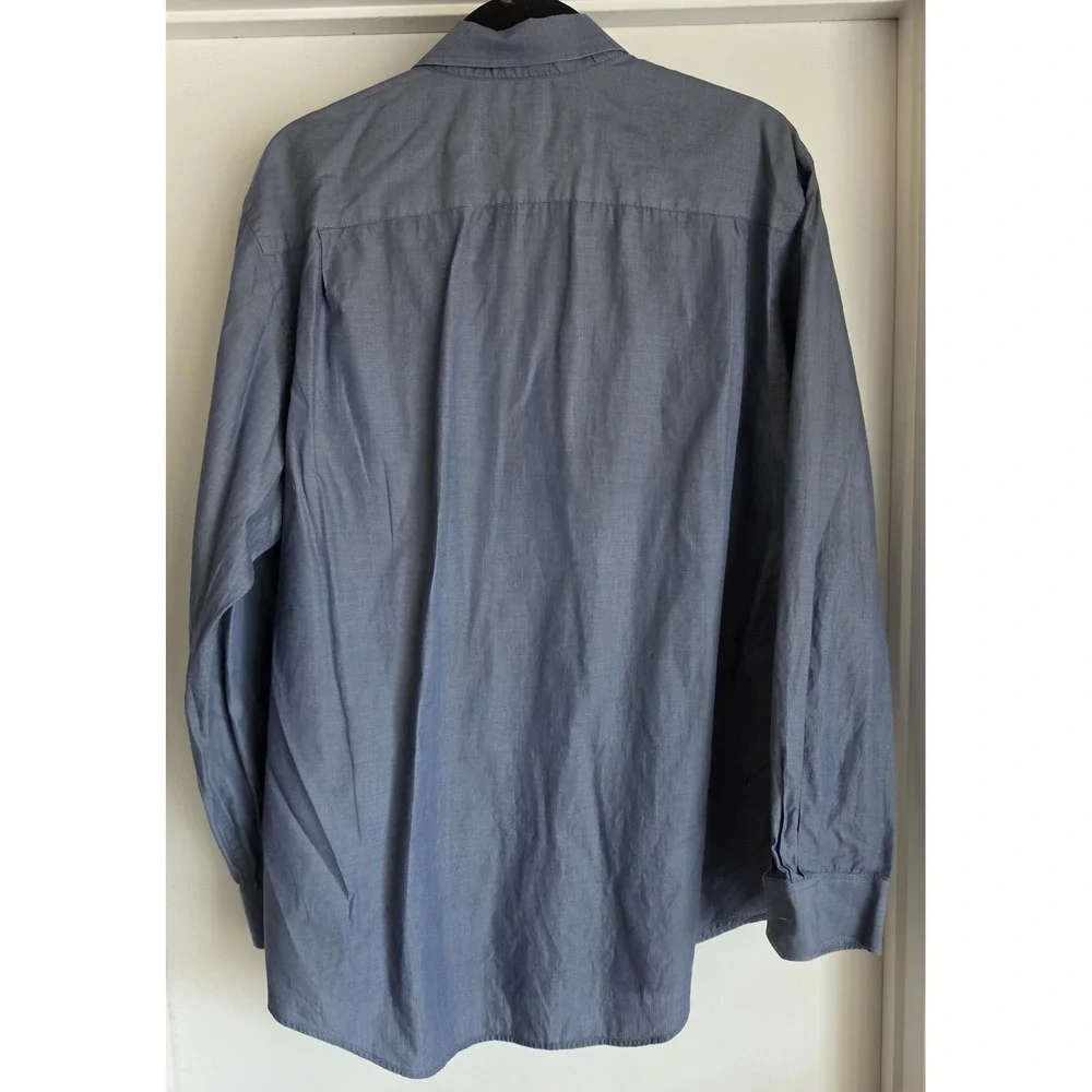 Banana Republic Men's Long Sleeve Cotton Shirt Size L Blue Solid Collared